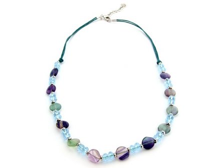 crystal button fluorite necklace