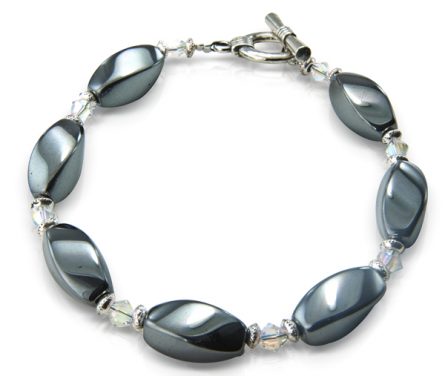 Crystal Twist Bracelet Hematite