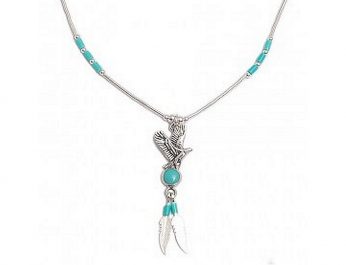 eagle and turquoise necklace close up