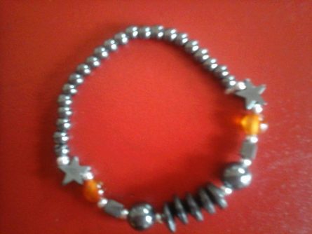 amber coloured crystal hematite bracelet