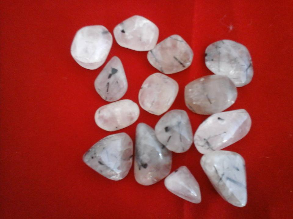 tourmalinated quartz tumblestones