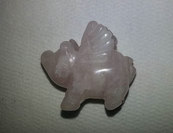 Flying Pig Carved Crystal