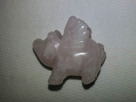 Flying Pig Carved Crystal