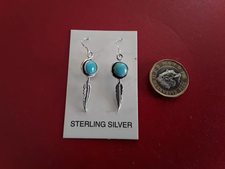 turquoise & silver feather earrings 1