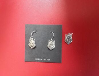 Wolf head pendant and earrings 2