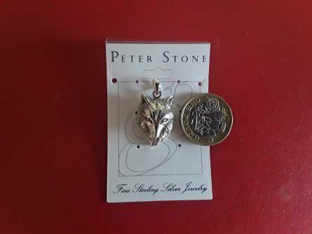 Single Silver Wolf Pendant P Stone TP818 1