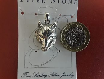 Single Silver Wolf Pendant P Stone TP818 2