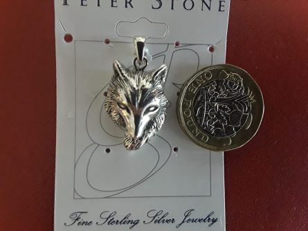 Single Silver Wolf Pendant P Stone TP818 2