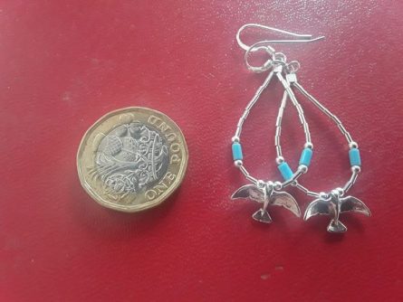 Eagle on silver loop earrings 1