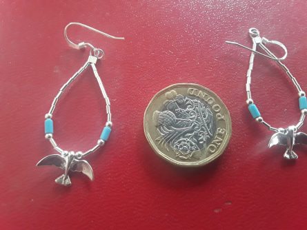 Eagle on silver loop earrings 2