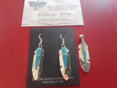 Feather earrings and nlace F Yazzie 1