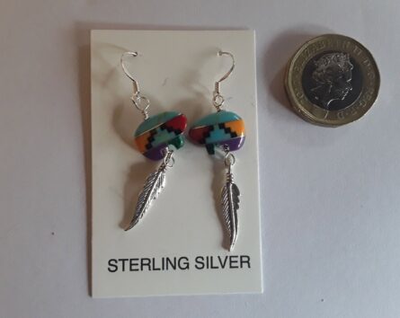 Coloured Zuni bear earrings HBEFMP 1