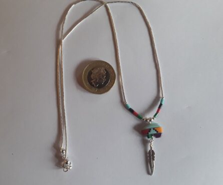 Coloured Zuni bear necklace 1