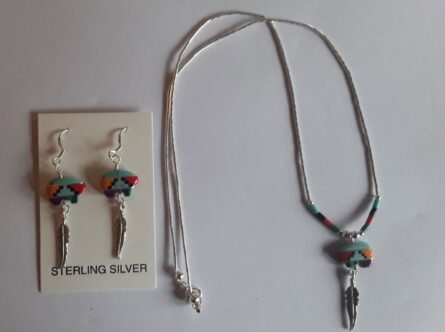 Coloured Zuni bear necklace HBNFMP 1