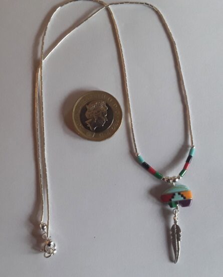 Coloured Zuni bear necklace HBNFMP 2