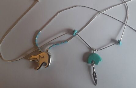 Heartline bear and turquoise zuni bear necklace 1