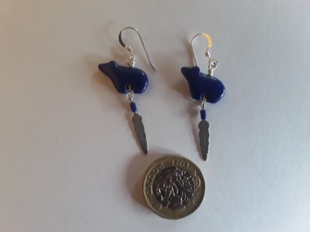 Lapis bear earrings1