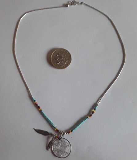 Silver feather and DC necklace SCDR62X 2