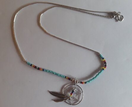 Silver feather and DC necklace SCDR62X