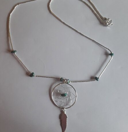 Silver feather and DC necklace SCDR850T 2