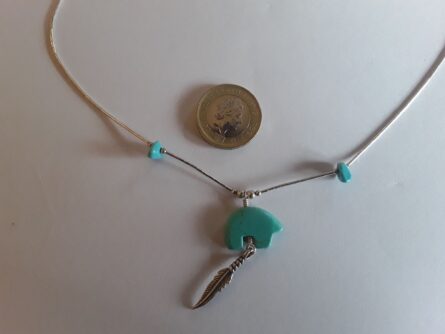 Turquoise zuni bear necklace MHN20T 3